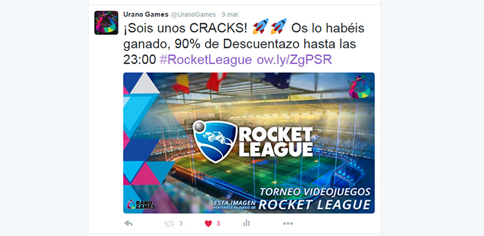 Tweet Semana Ofertas Torneo Rocket League Urano games